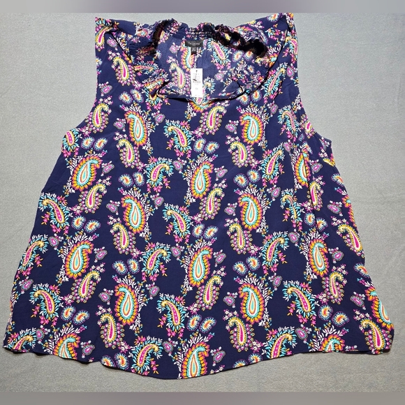 Talbots Tops - Talbots NWT Navy Paisley Print Blouse 3X PTP 25